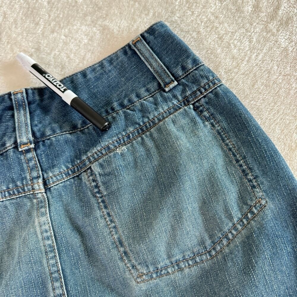 American Eagle‎ Skirt Womens 4 Blue Denim Mini Vtg Y2K Ultra Low Rise Raw Hem - Picture 13 of 14